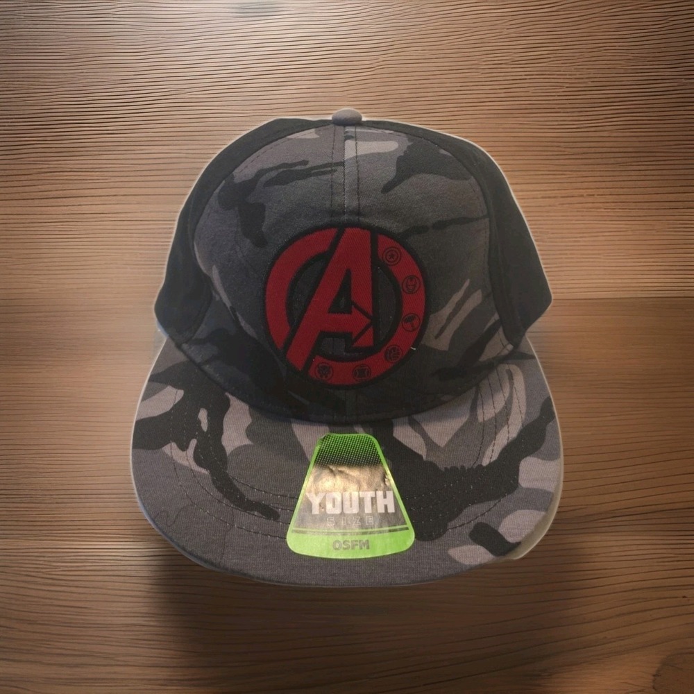 MARVEL AVENGERS‎ Camouflage Camo Youth Baseball Cap Hat Snapback Black OSFM